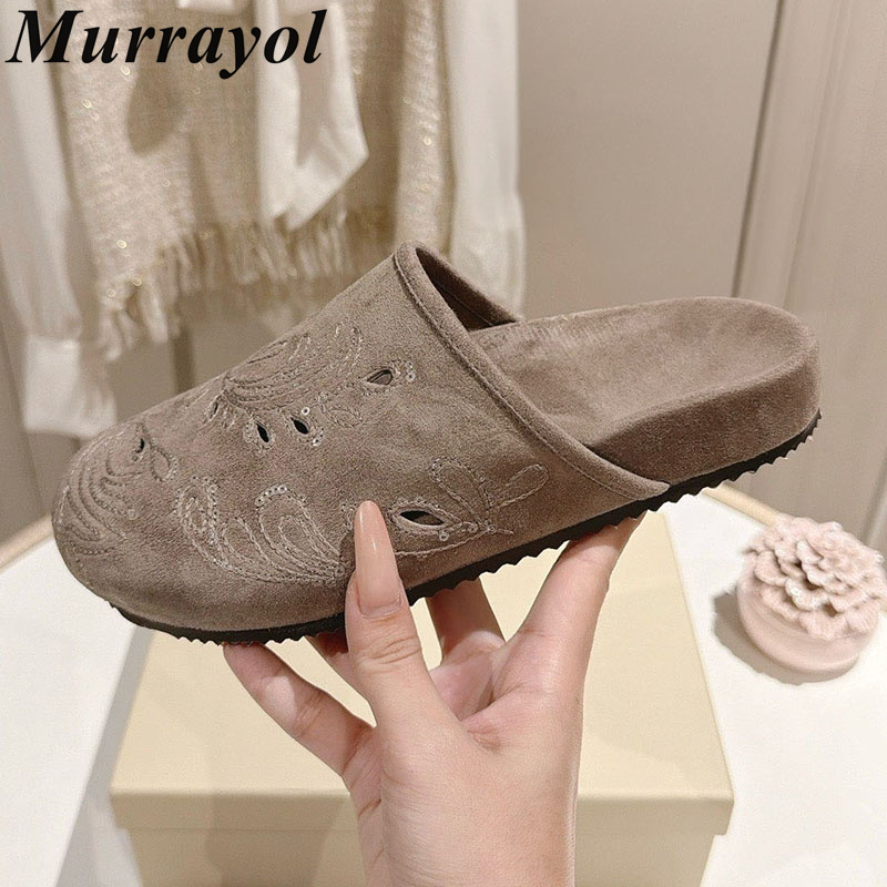 Kids Outdoor Shoes - Half Slippers Women Cow Suede Closed