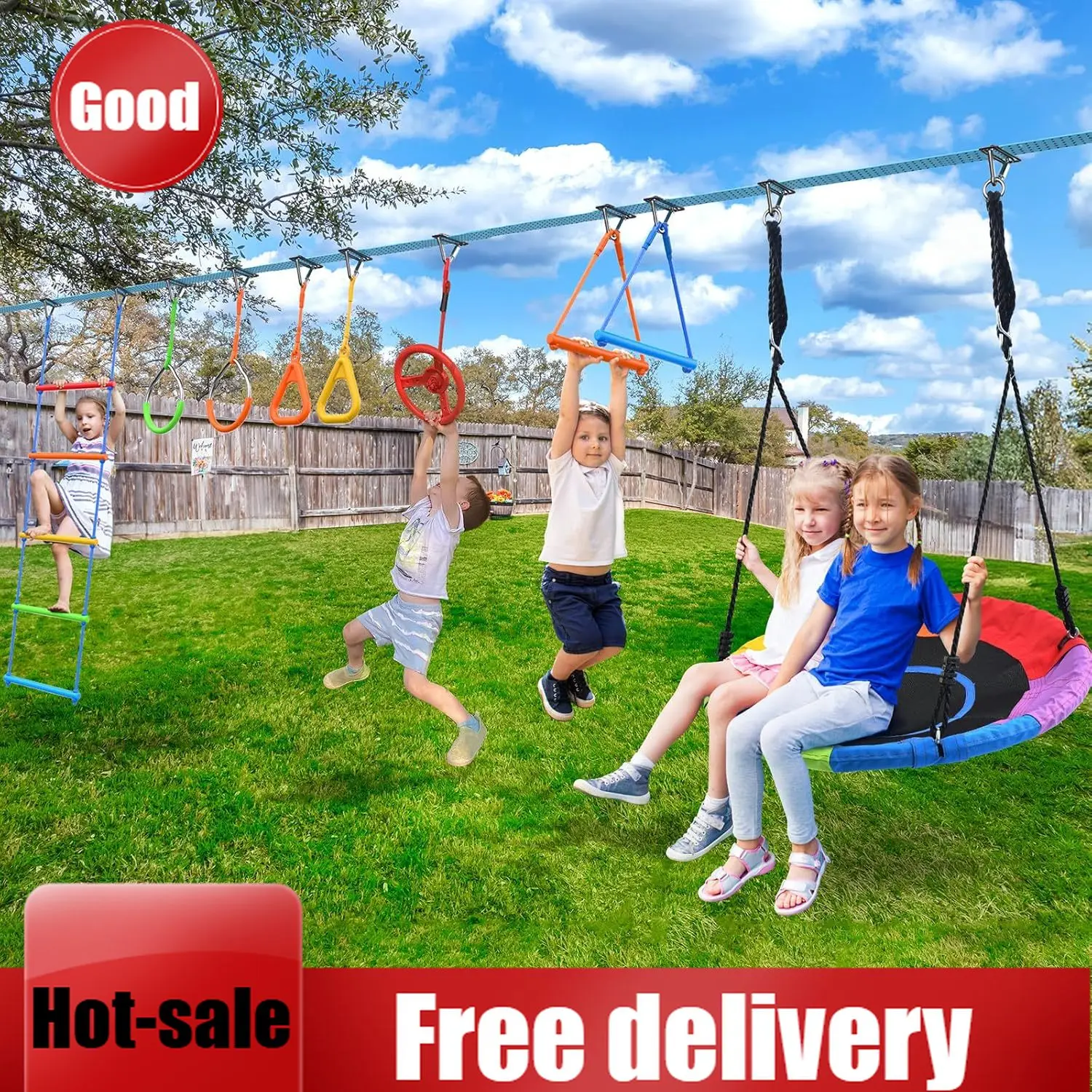 Activity priceHapfan 50 FT Nin - огляд і ціна Kids Outdoor Ninja Playset