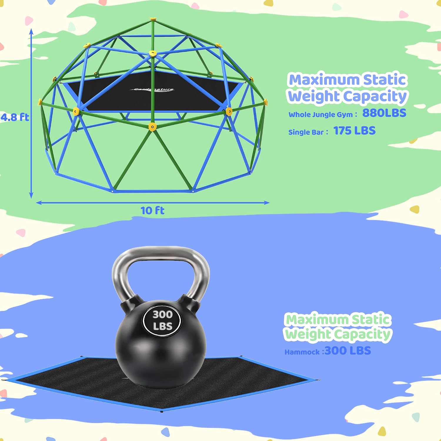 10FT Climbing Dome with Hammoc - огляд і ціна Kids Outdoor Jungle Gym Dome