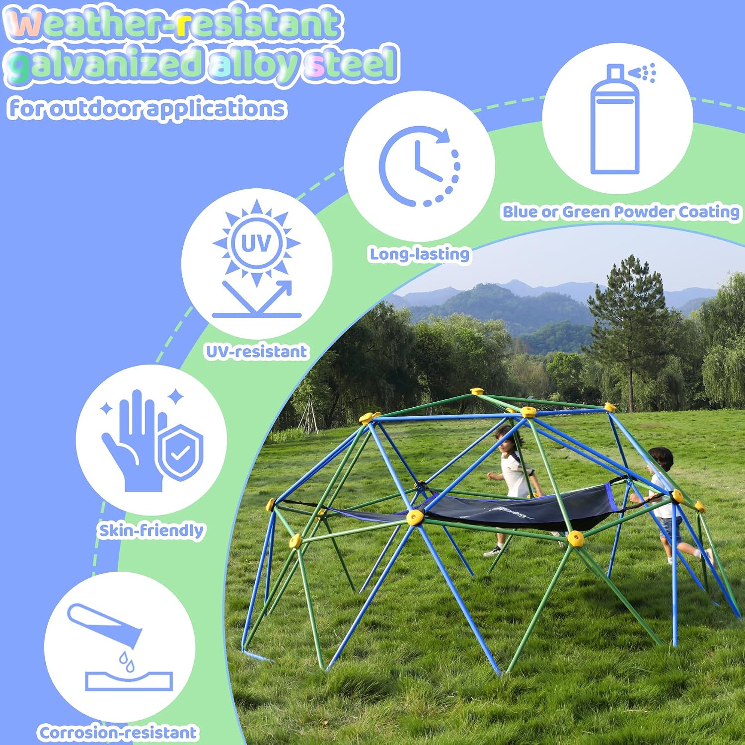 10FT Climbing Dome with Hammoc - огляд і ціна Kids Outdoor Jungle Gym Dome