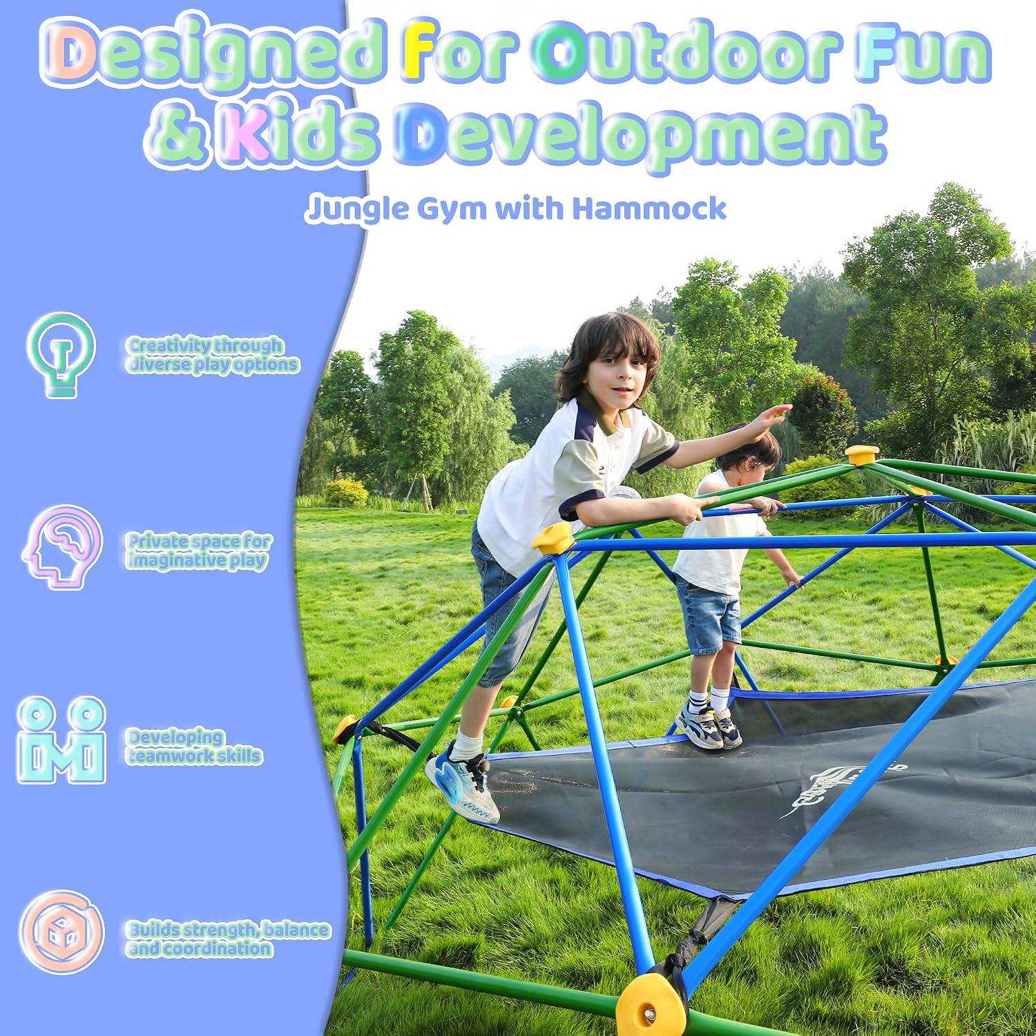 10FT Climbing Dome with Hammoc - огляд і ціна Kids Outdoor Jungle Gym Dome