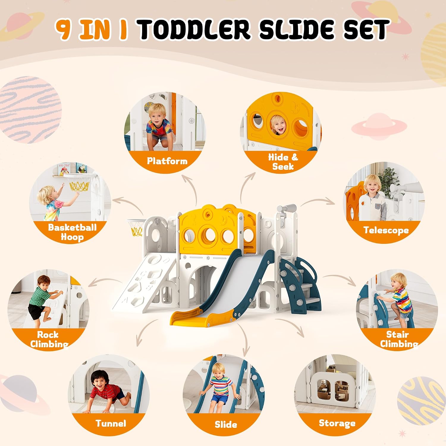9 in 1 Toddler Slide Set Playg - огляд і ціна Kids Outdoor Slide Set