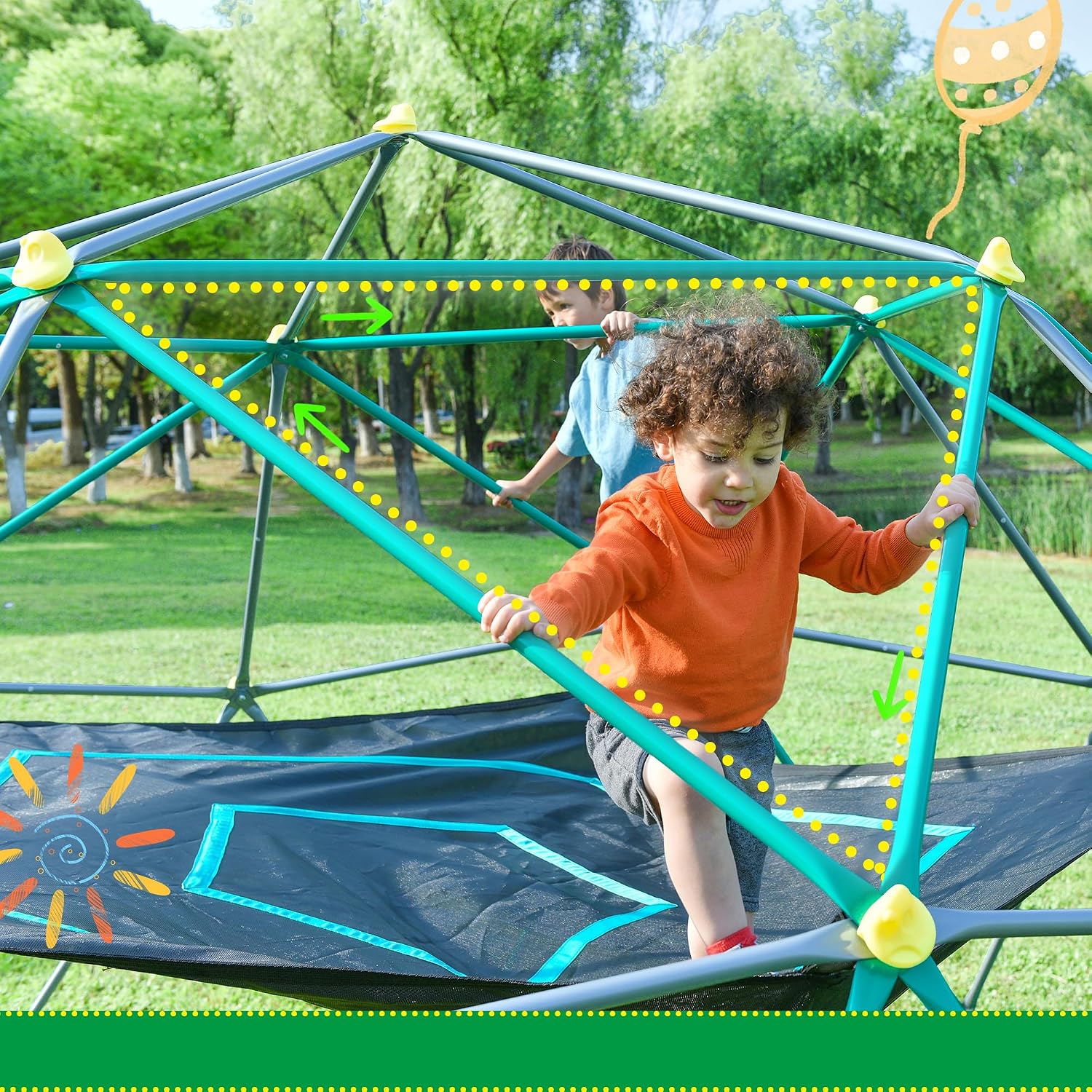 13 FT Climbing Dome with Play  - огляд і ціна Kids Outdoor Jungle Gym Dome