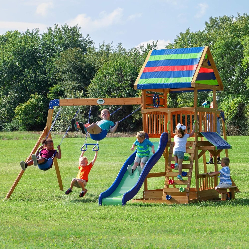 US Shipping Cedar Wood Backyar - огляд і ціна Kids Outdoor Monkey Bars