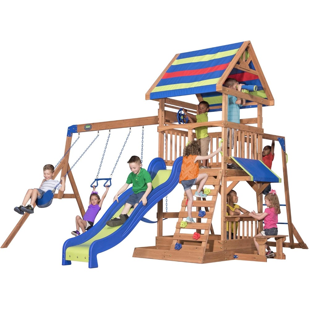 US Shipping Cedar Wood Backyar - огляд і ціна Kids Outdoor Monkey Bars